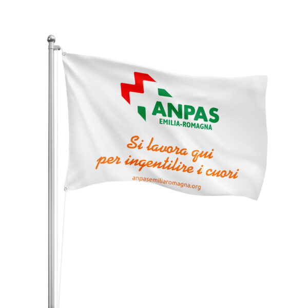 Anpas Emilia-Romagna flag "Si lavora qui per ingentilire i cuori"